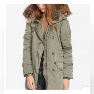 Ralph Lauren Denim & Supply Women's Olive Green Parka with Faux Fur Trim